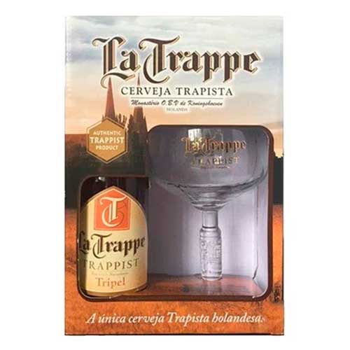 KIT CERVEJA LA TRAPPE TRIPEL 750ML + TAÇA 250ML