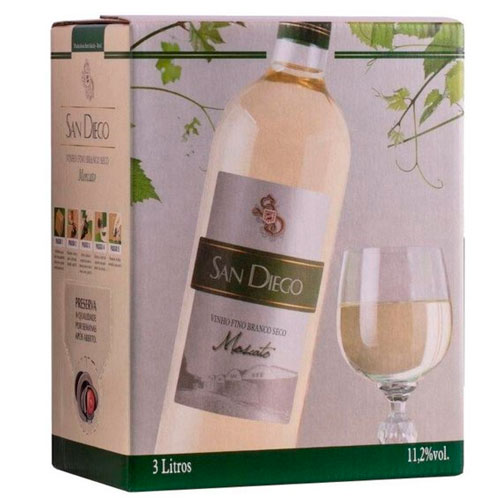 VINHO BRANCO BAG IN BOX SAN DIEGO MOSCATO SECO 3LITROS